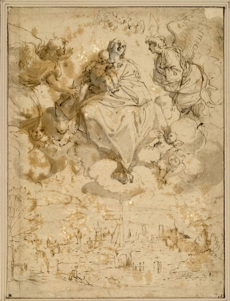 Studio 3 - Madonna in gloria sulla Città di Bologna, Albertina, Vienna